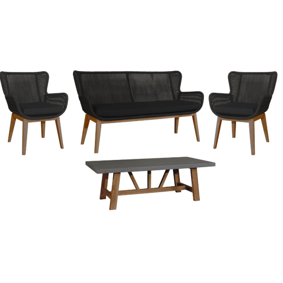 Madrid Outdoor Setting-Solid Eucalyptus Timber - 4Pc Sofa Set