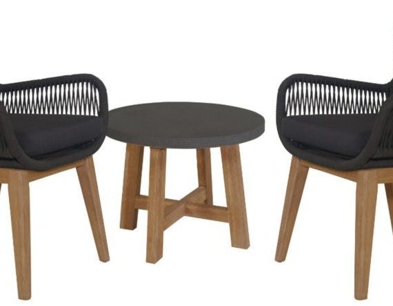 Madrid Outdoor Setting-Solid Eucalyptus Timber - 3pc Chat Set