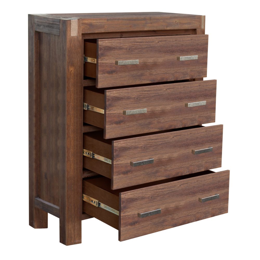 AMIRA Tallboy with 4 storage drawer-Chocolate