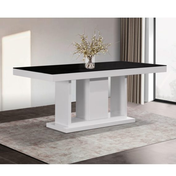 LINCOLN 180x90x75cm  High Gloss Dining Table-Black&White