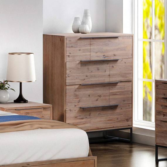 SICILIA Tallboy with 4 Drawers- Light Oak Colour