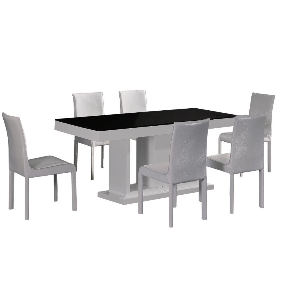LINCOLN Rectangular Dining Table With 6X white Chairs