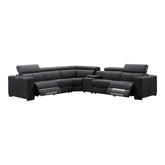 Vivian Leather 6 Seaters Modular Electric Lounge-Black