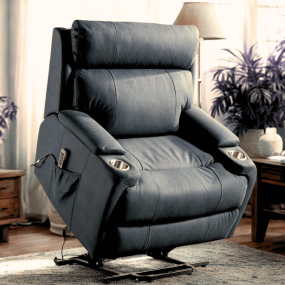 Elisa 200kg weight capacity 4 motors Lift up Recliner Chair- Fabric-Charcoal