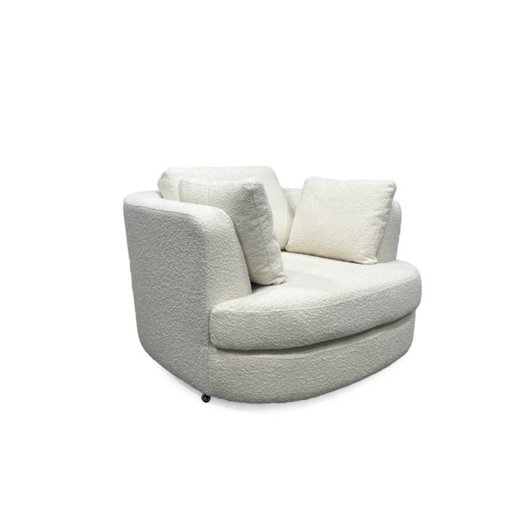 BARREL Swivel Chair -Boucle Snow