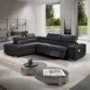 Dover Leather 2 Seater Sofa with Large left Chase-Black
