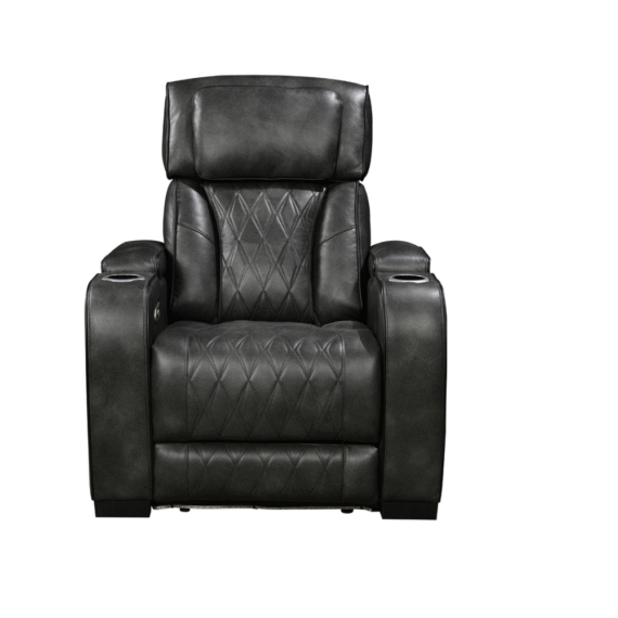 Eathon 1 Seater Electric recliner sofa-Dark Grey Leatherette