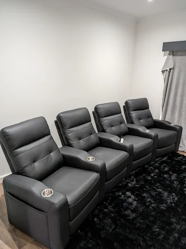 Cannes Home Theatre Suite with Headrest-Black-Full Leather-Straight or Curved