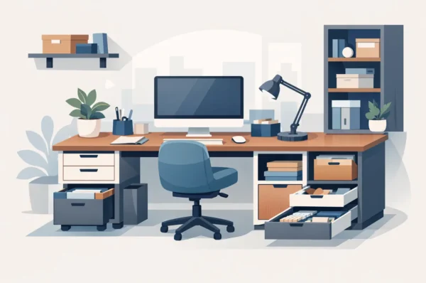 Home Office Desk With Storage That Works Hard