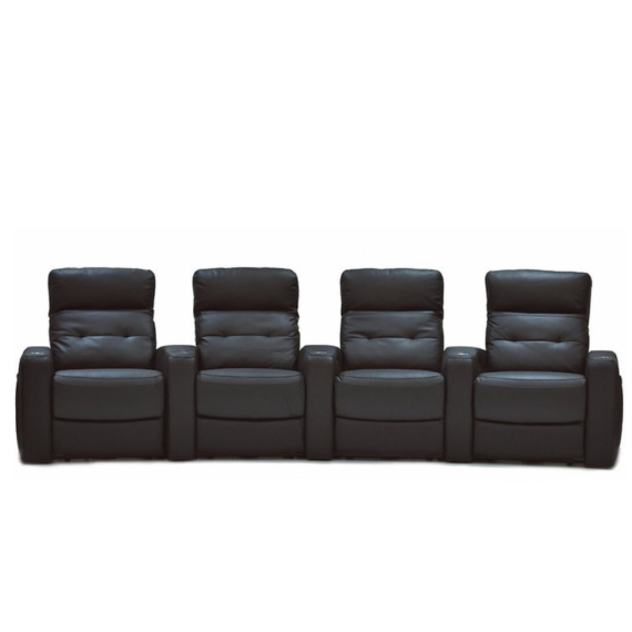 4 seater Hollywood MK2 Home Theatre Suite with Headrest-Black-Full Leather-Curved